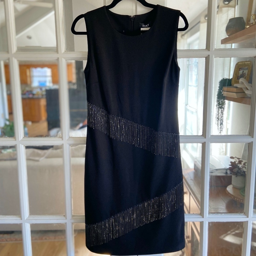 DKNY Chain Metal Fringe Dress